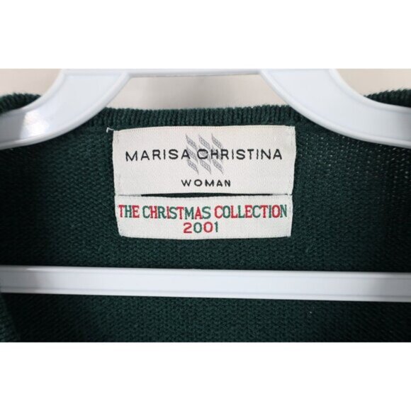 Vintage Y2K 2001 Womens 3X Christmas Cat Bells Wool Blend Knit Cardigan Sweater - Picture 11 of 16